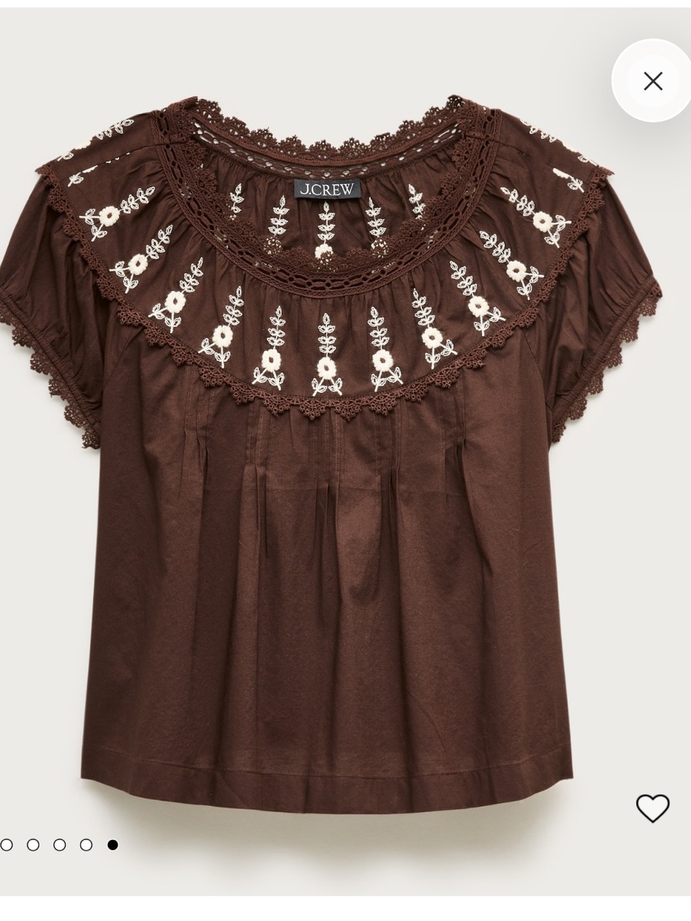 JCrew Embroidered Cap-Sleeve Top Small NWT